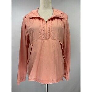 Avalanche Wind Breaker Quarter Zip Pullover Peach Medium Hood Pockets Belt Bag